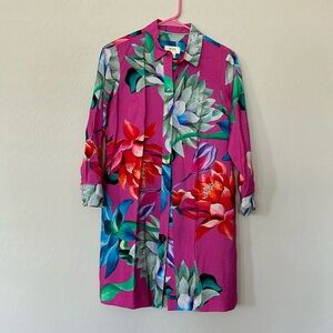 Maeve by Anthropologie Pink Floral Duster shirt size XXSP